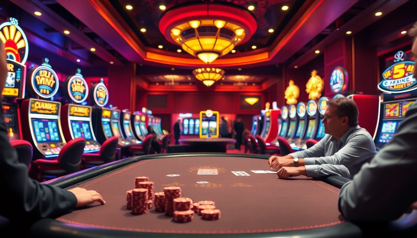 OLYMPUS88 menyajikan suasana kasino yang elegan dengan meja poker menawan dan mesin slot berkilau.