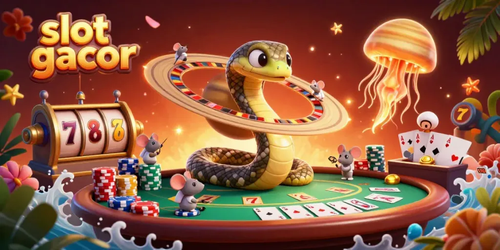 Experience thrilling slot gacor action with a cosmic casino scene filled with animated betting mice and vibrant gaming elements.