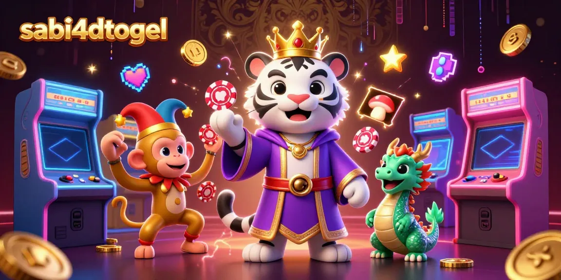 Menang besar dengan sabi4dtogel dalam ilustrasi kasino digital penuh warna dan energi.