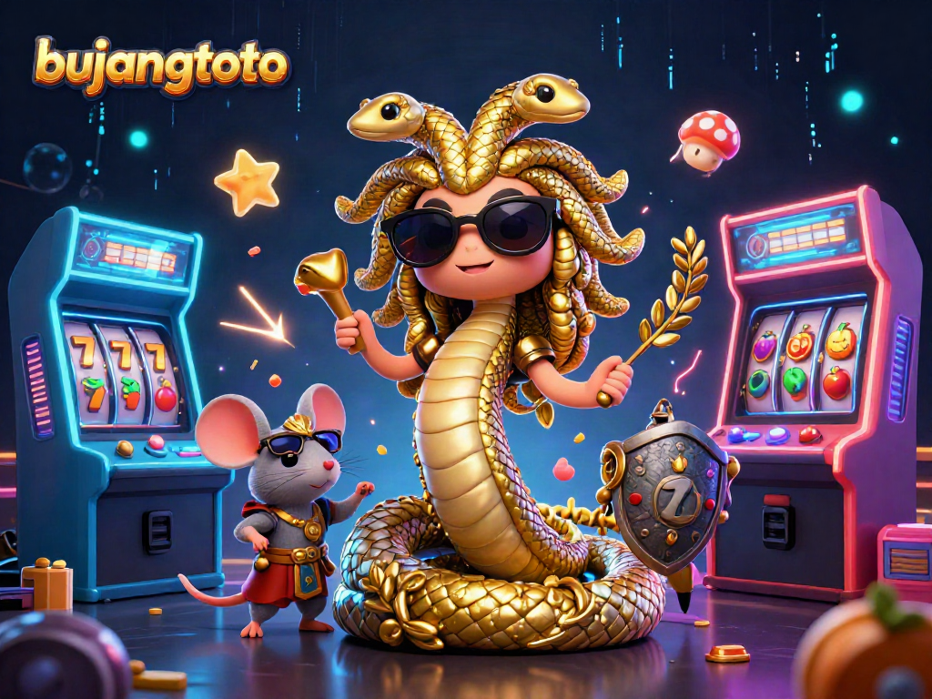 Experience the vibrant energy of bujangtoto with colorful arcade machines and dynamic characters.