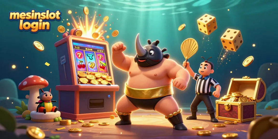 Experience the excitement of mesinslot login with 3D characters celebrating jackpots and casino fun.