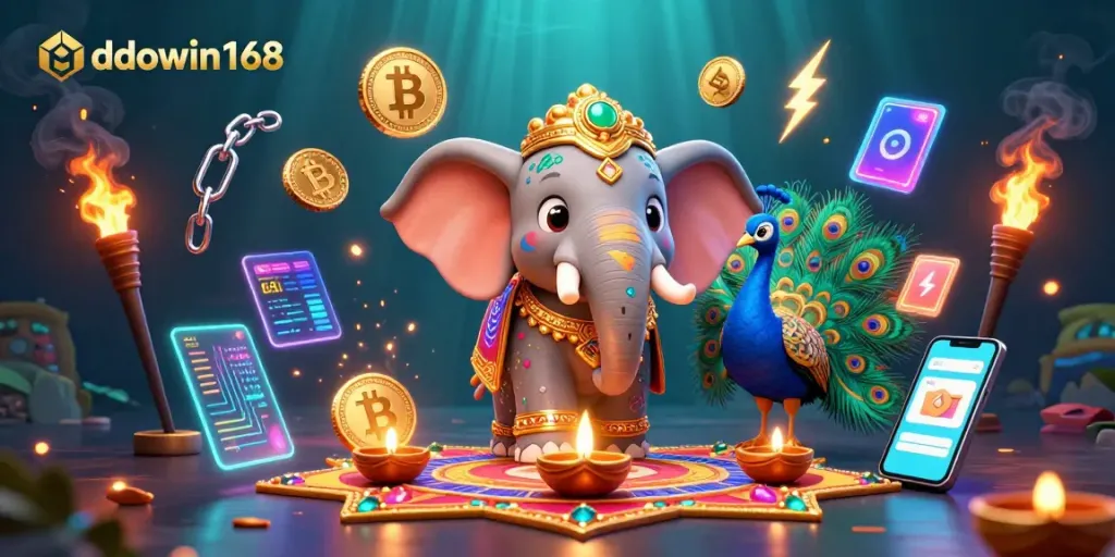 Engage with indowin168 in an elaborate 3D casino scene showcasing colorful themed characters and dynamic game elements.
