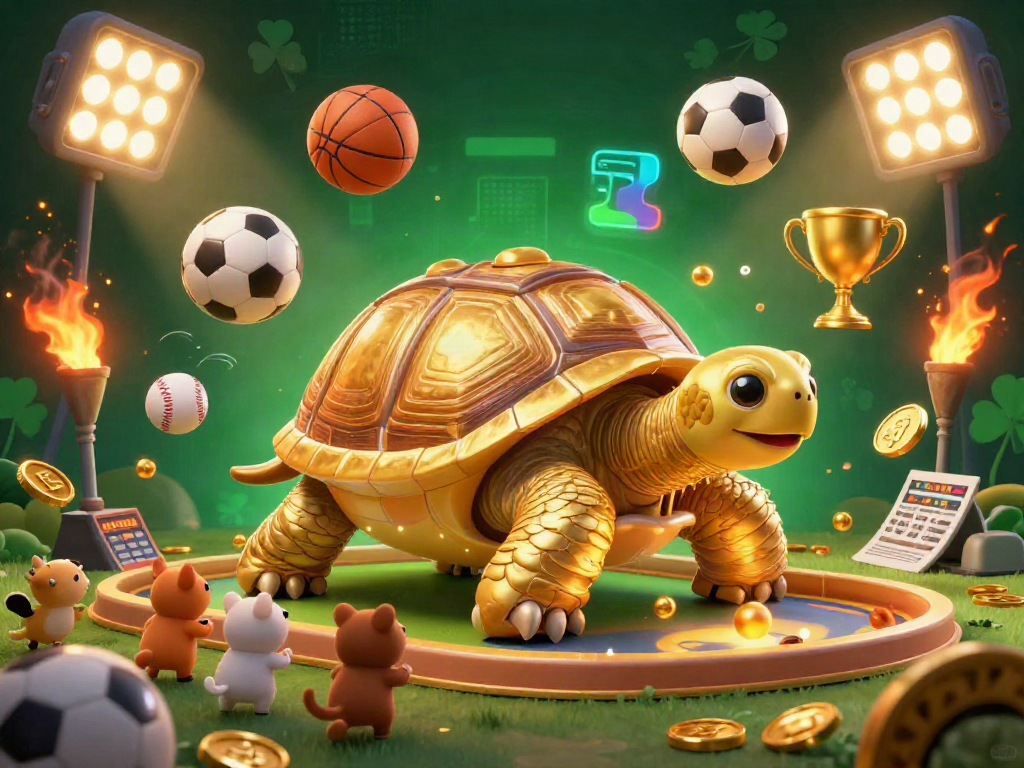 Nạp tiền TT88 with a lively scene featuring a golden tortoise pinball machine, sports balls, and vibrant elements for an engaging casino experience.