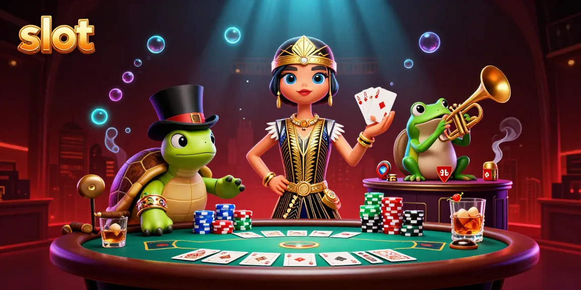 Menang slot dengan permainan menarik di RAYA22, kombinasi karakter dan elemen kasino digital.