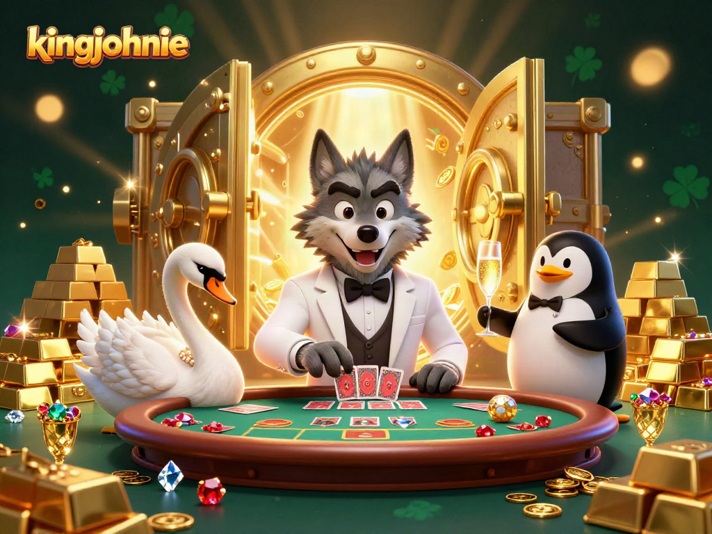 Experience thrilling wins with kingjohnnie at the baccarat table with rich casino elements.