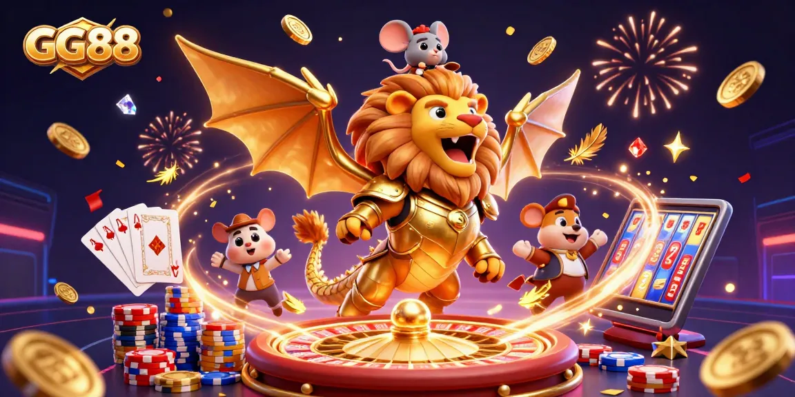 Immerse in the vibrant GG88 casino world with a triumphant chimera and joyful gameplay elements