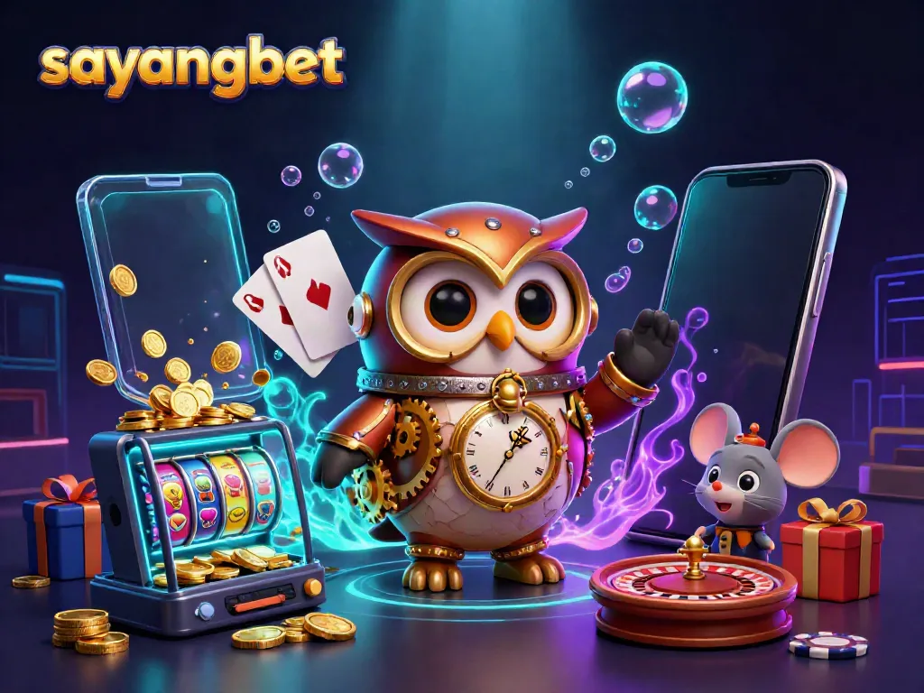 Experience thrill and excitement with sayangbet's steampunk gambling adventure in a vibrant, dynamic scene.