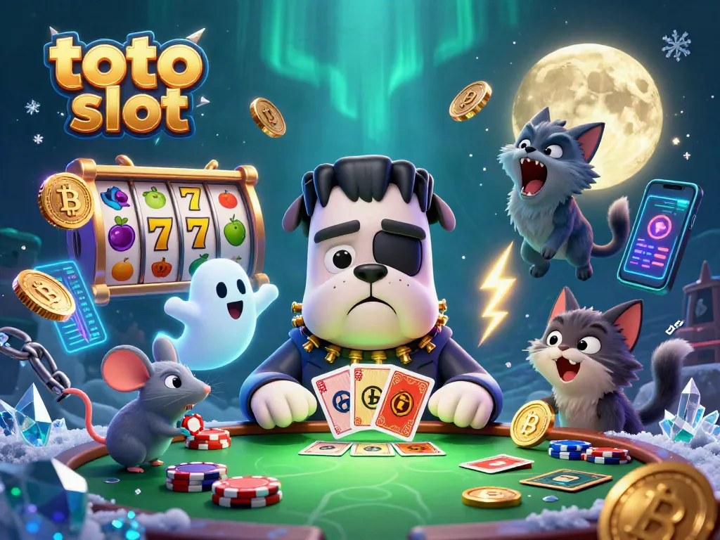 Experience thrilling toto slot action in a vibrant, animated casino scene.