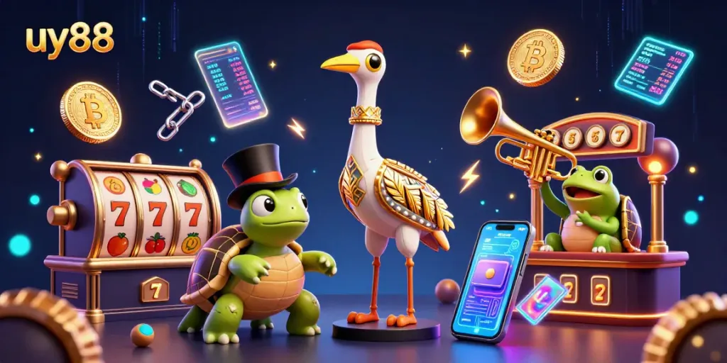 Engage in thrilling gameplay at uy88 with vibrant 3D casino characters in an electrifying scene.