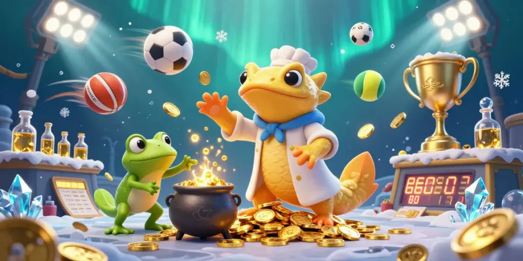 Mancingduit showcases a golden salamander alchemist in an action-packed casino scene, creating gold coins.